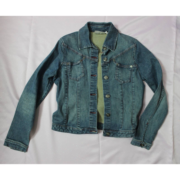 JLO Y2K Denim Jean Jacket w/ Pink Contrast Stitching Large - Picture 2 of 12